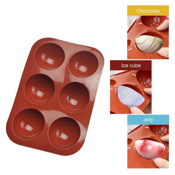 3-Pack: Silicone Semi Sphere 6 Holes Mold For Ice Chocolates Cake Jelly (Purple) - Picture 5 of 5